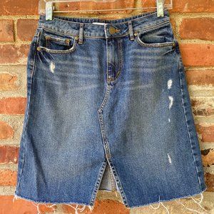 LOFT Women's Distressed Denim A-Line Skirt